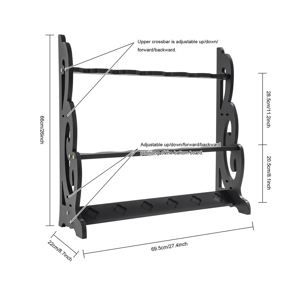 6 Hole Vertical Sword Sword Display Stand Adjustable Large Floor Sword Holder