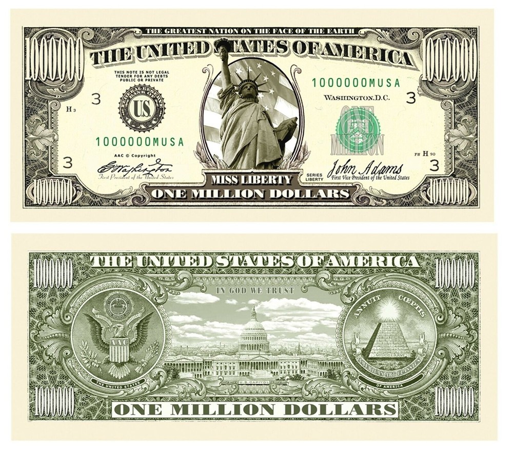 Novelty Million Dollar Bills- 50 Pack -Realistic Novelty Million Dollar Bill-FUN