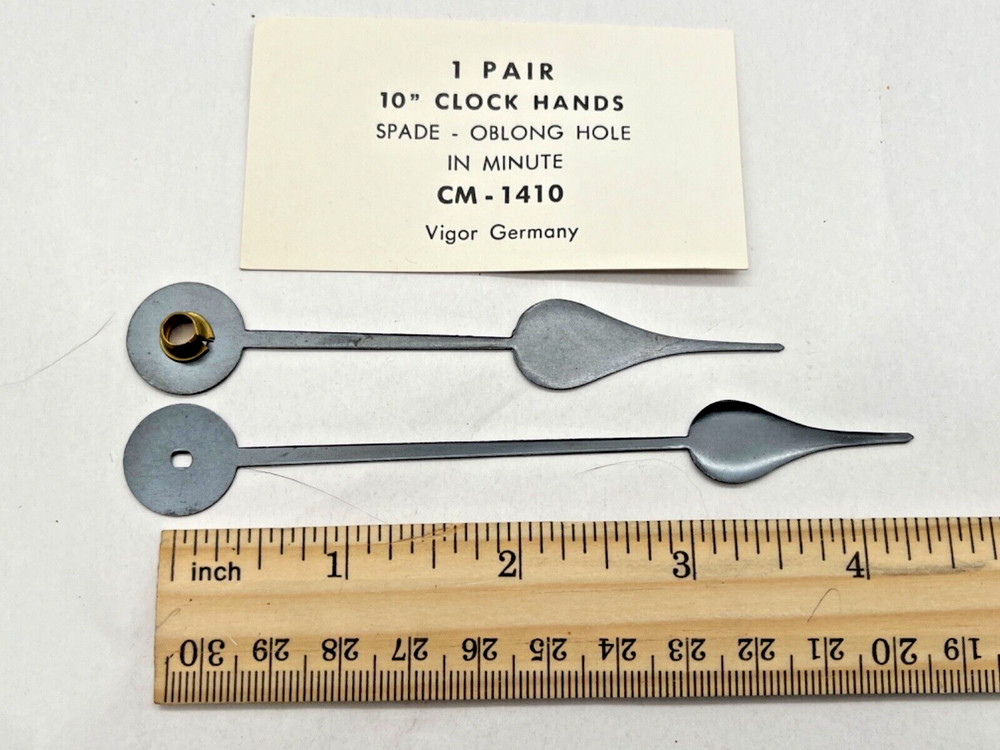 NOS VIGOR CM-1410 Spade Replacement Clock Hands Oblong Hole. For 10" Clock Dial