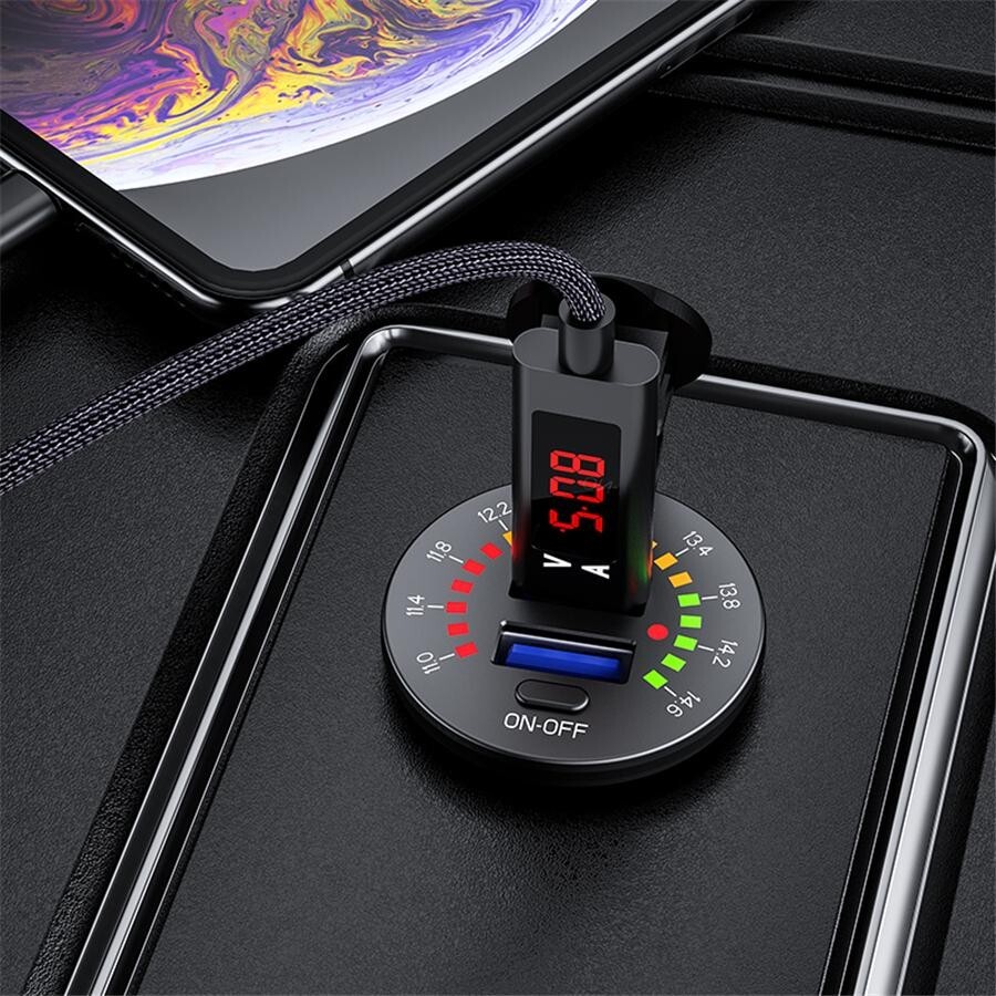4.8A Car Charger Cigarette Lighter Socket Power Outlet W/LED Voltmeter Switch