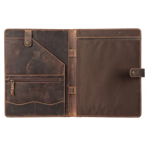 Leather Portfolio Folder with Button Closure | Business Distressed Tan