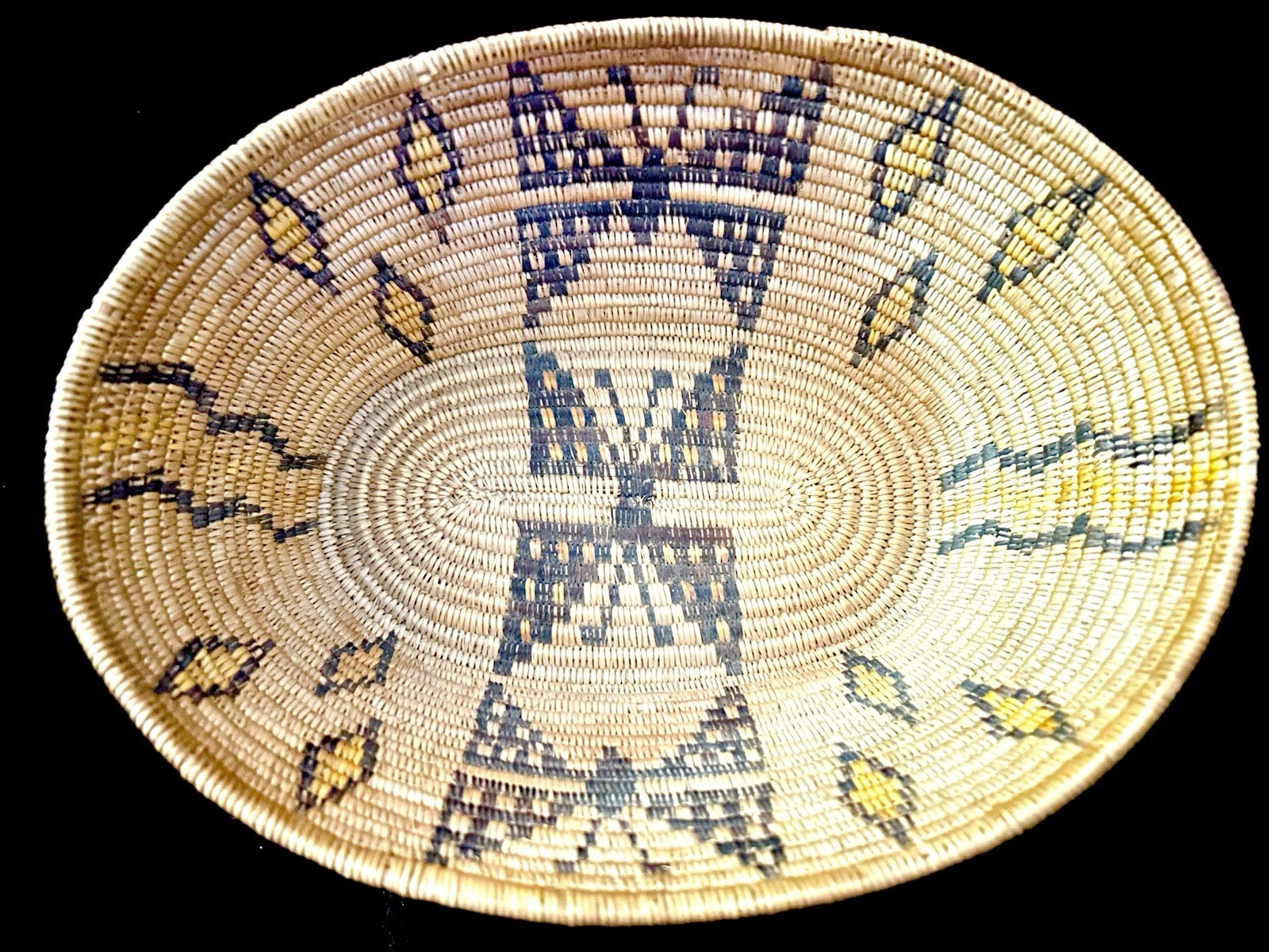 Rare Panamint California Native Basket Butterfly Diamond Zig Zag Polychrome