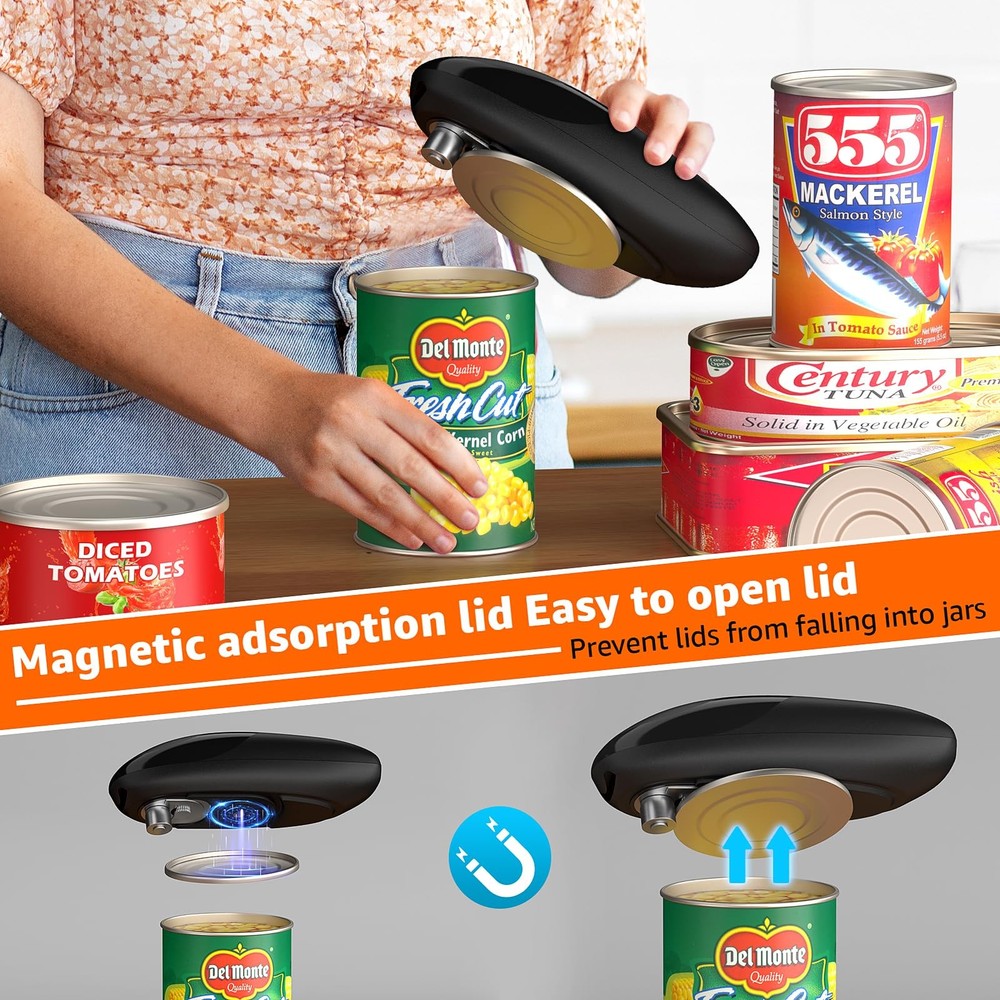 electriccan opener, automatic can opener, one-button operation, with smooth e...