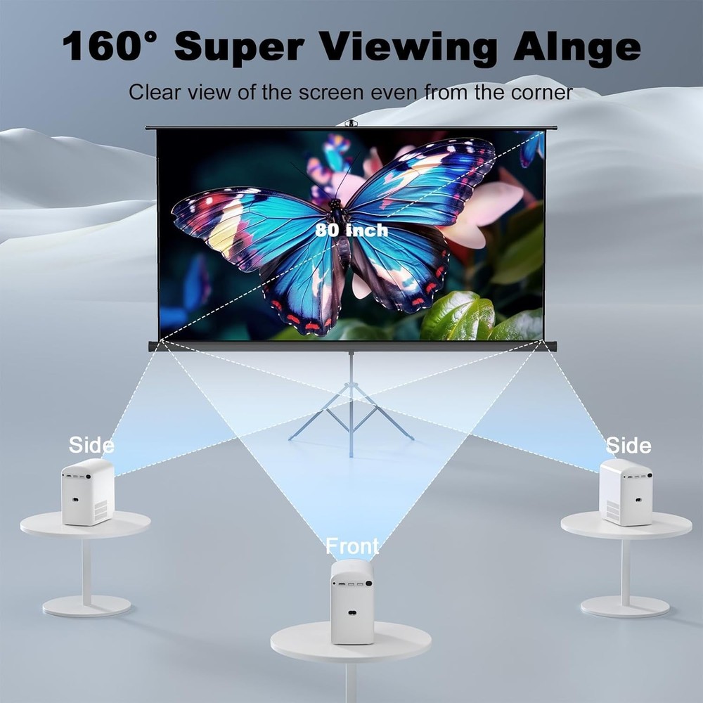 Outdoor Projector Screen With Stand Tripod Indoor Pull Up Portable