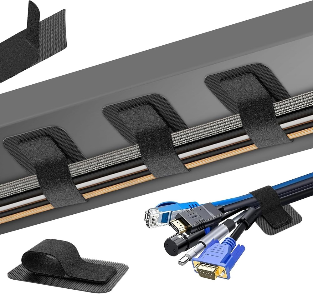 Cable Management Under Desk,  Cord Organizer Adjustable Hook and Loop Cable Ties