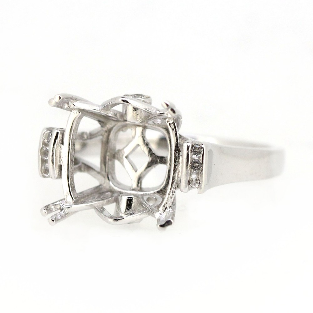 Sterling Silver Semi Mount Ring Setting Cushion CU 9x9mm