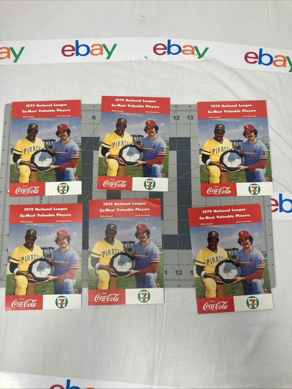 1979 NL Co-MVP Willie Stargell Keith Hernandez Coca-Cola 7-11 7x5 Card LOT OF 6