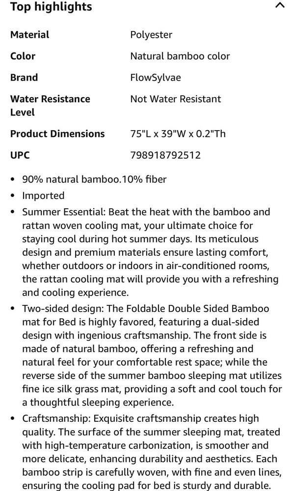 Bamboo Sleeping Pad