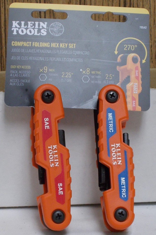 Klein 70542 Compact Folding Hex Key Set SAE & Metric Sized Keys