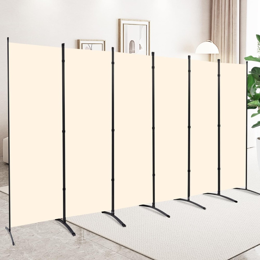 Metal Frame 6 Panel Folding Privacy Screen 6 FT Wall Divider Room Separator