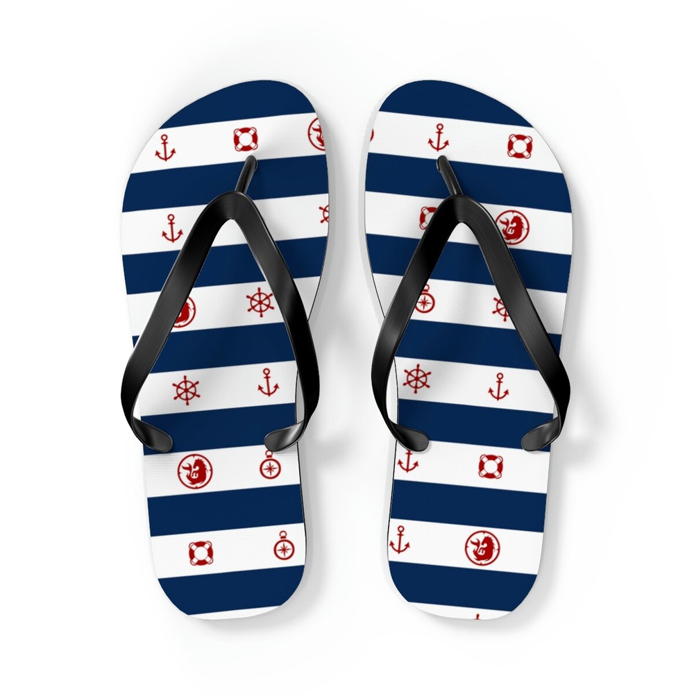 Nautical Print Flip Flops