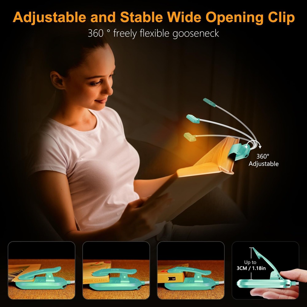 Rechargeable Book Light for Reading in Bed with 19 LED & Memory Function