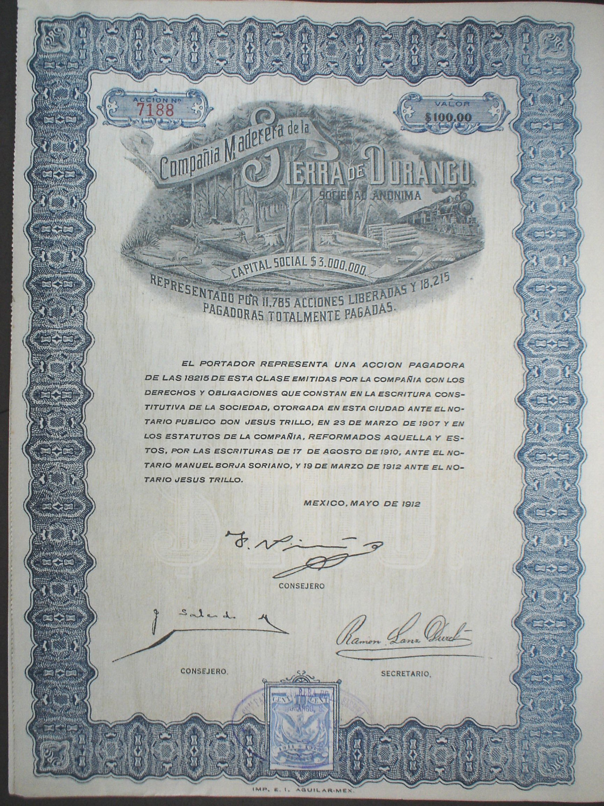 Mexico 20 x Mexican Stocks & Bonds uncancelled + coupons