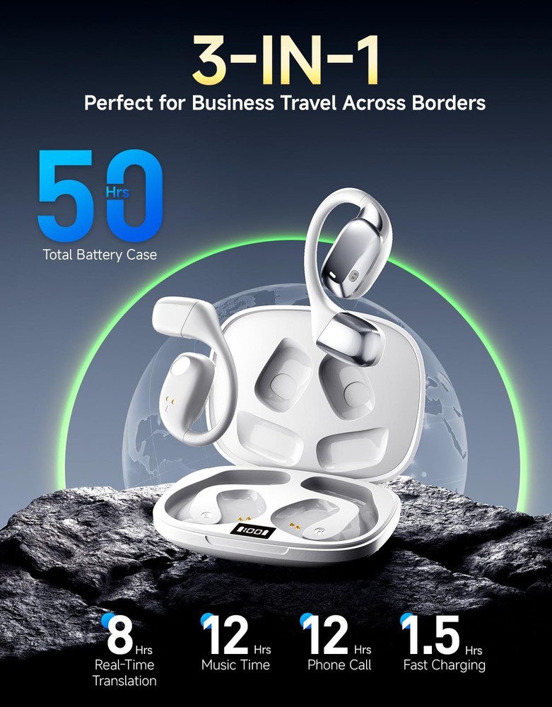 AI Translation Earbuds Real Time Interpretation– 144 Language Translator Device