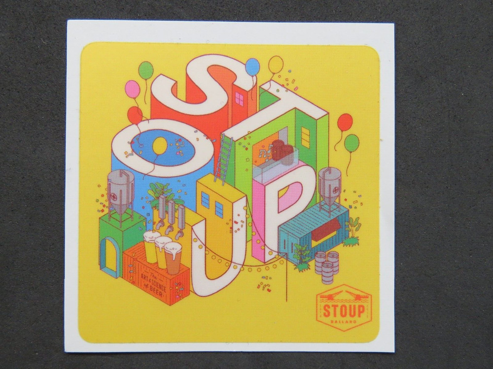 BEER STICKER ~ STOUP Brewing Co ~ Seattle, WASHINGTON ~ Geometric Brewery Design