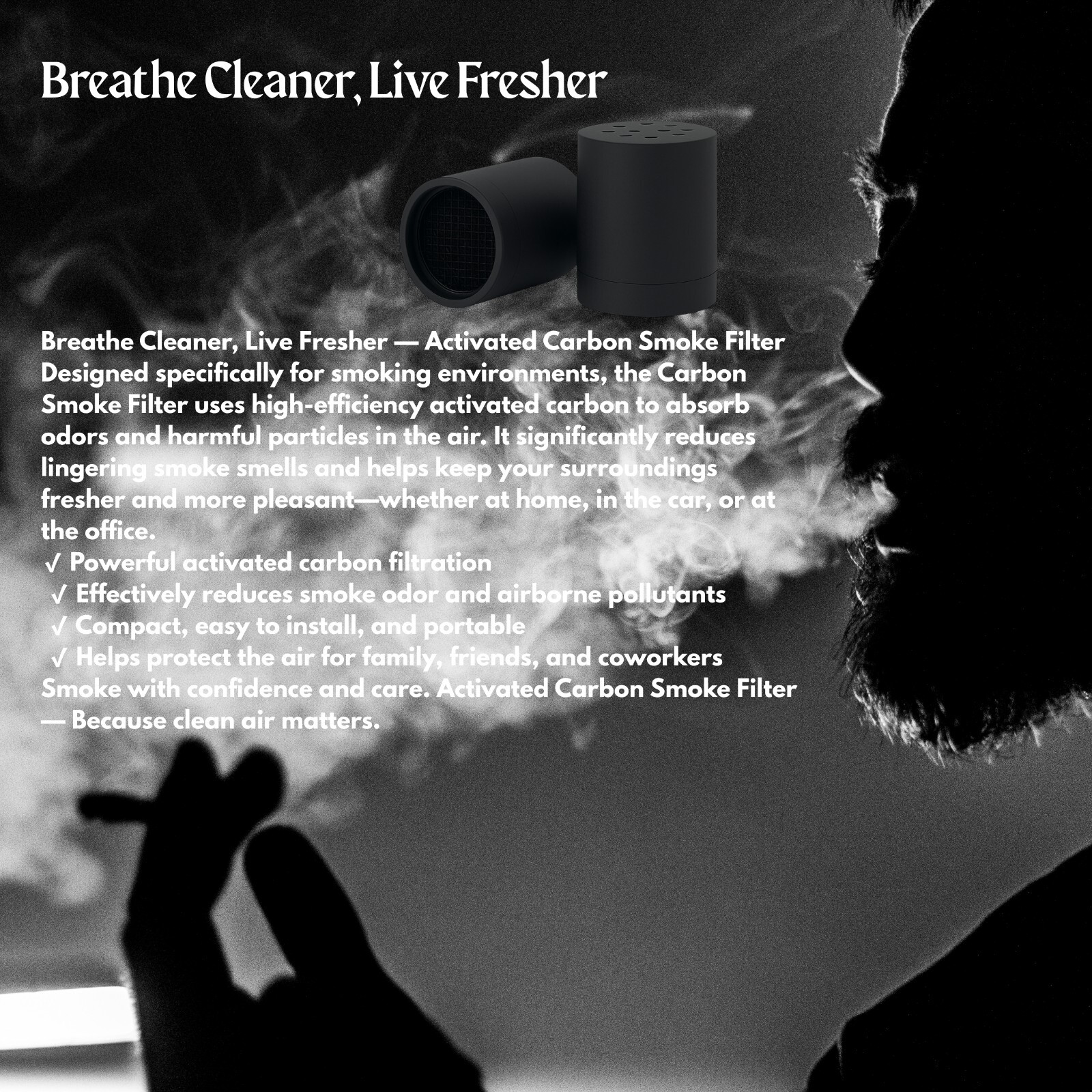 Nispira Personal Air Filter Cartridge Replacement for Sploofy Smoke Filter, 3Pks