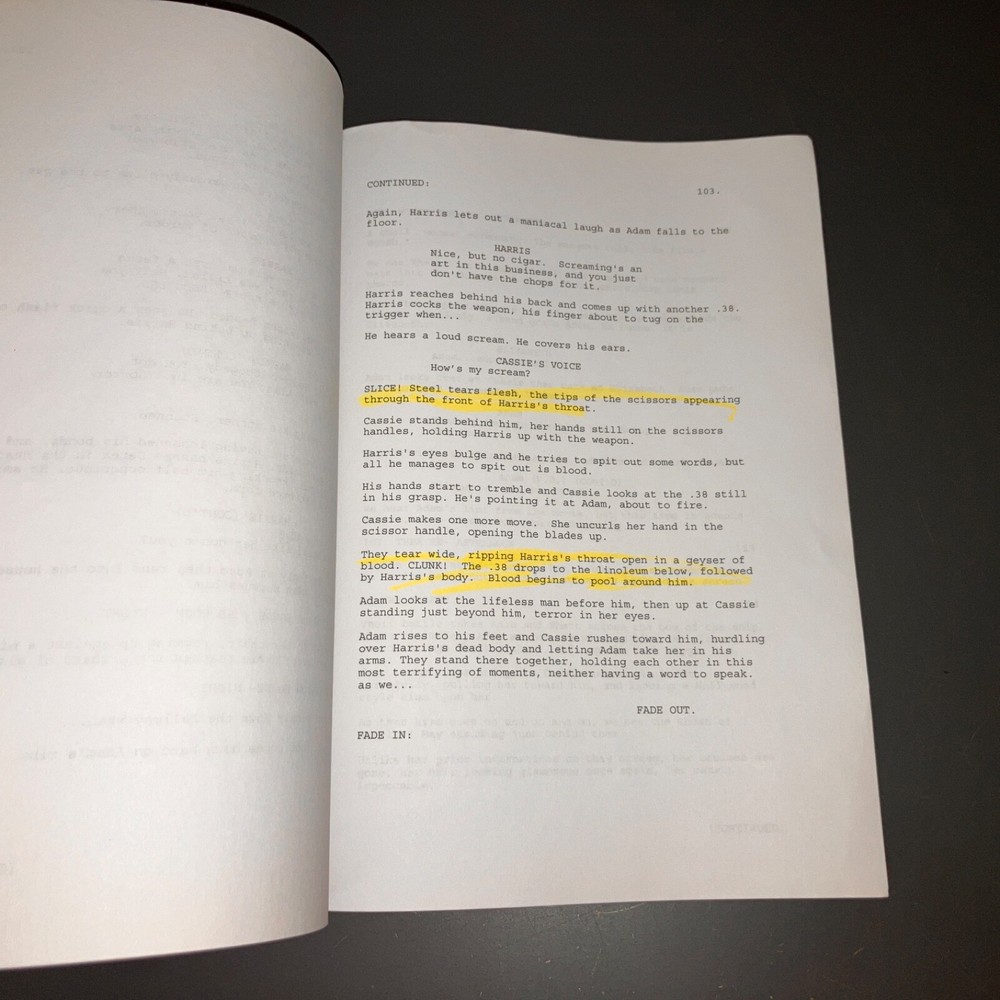 DARK REEL (2008) Horror Script w/Dead Body Highlights + Shooting Schedule + COA!