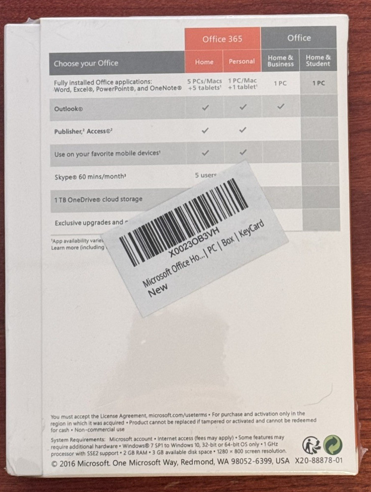 Microsoft Office Home & Student 2016 Software for Windows. Shrink-wrapped new!