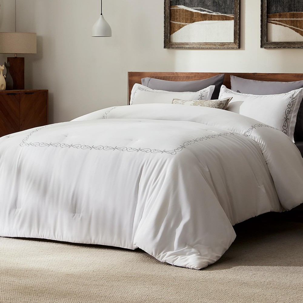 SLEEP ZONE Fall King Comforter Set, Luxury Hotel King, Elegant Scroll