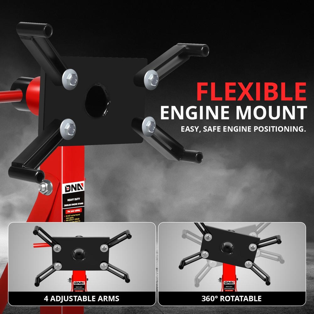 2000 LBs 360 Degree Adjuste Mounting Head Durable Stable Steel Engine Stand Red