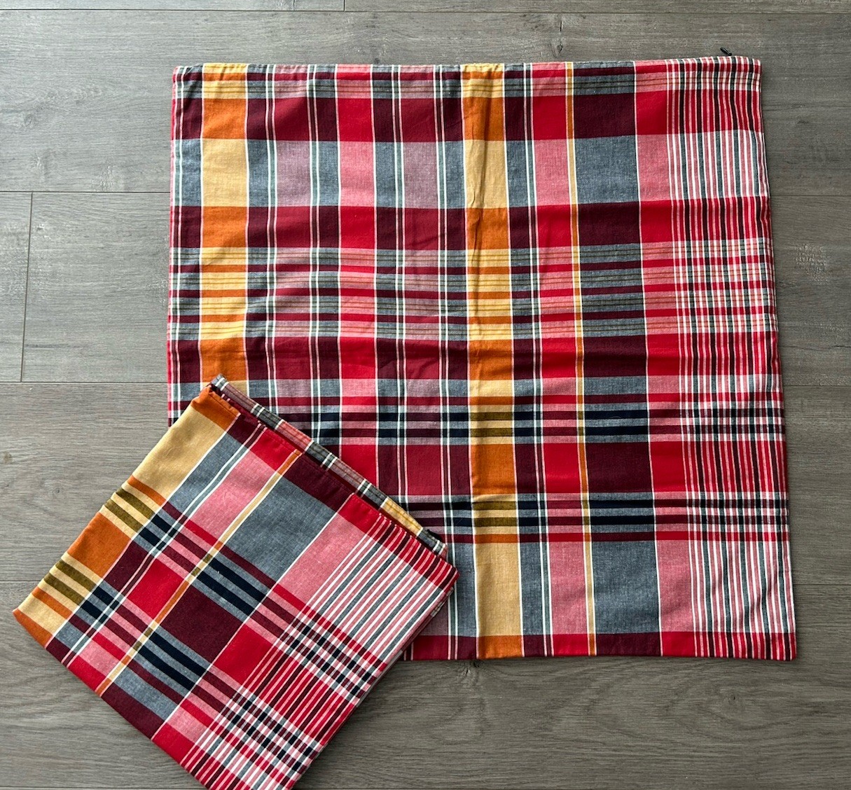 Pottery Barn Quinn Plaid Madras 24" X 24" Pillow Cover,Sham, Cabin Core, NWOT