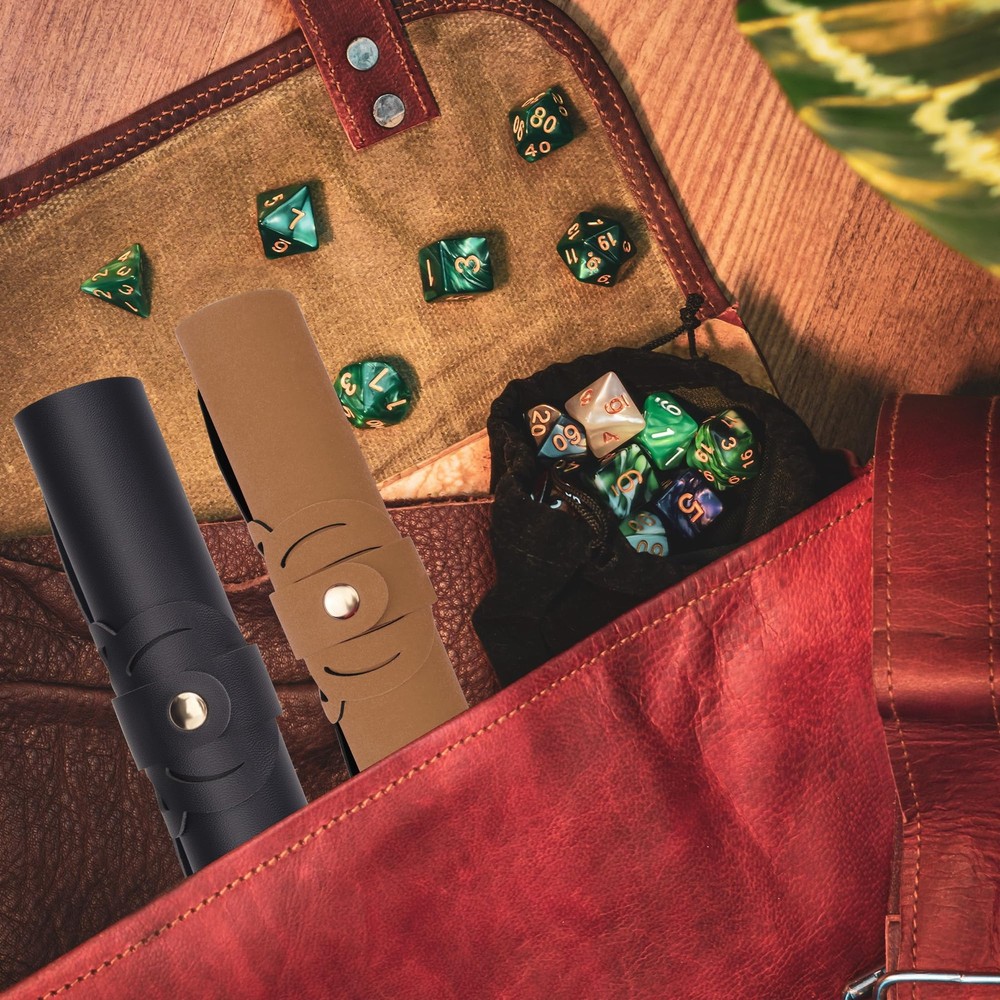 2 Pieces Octopus Dice Rolling Tray PU Leather Dice Mat Folding Scroll Dices H...