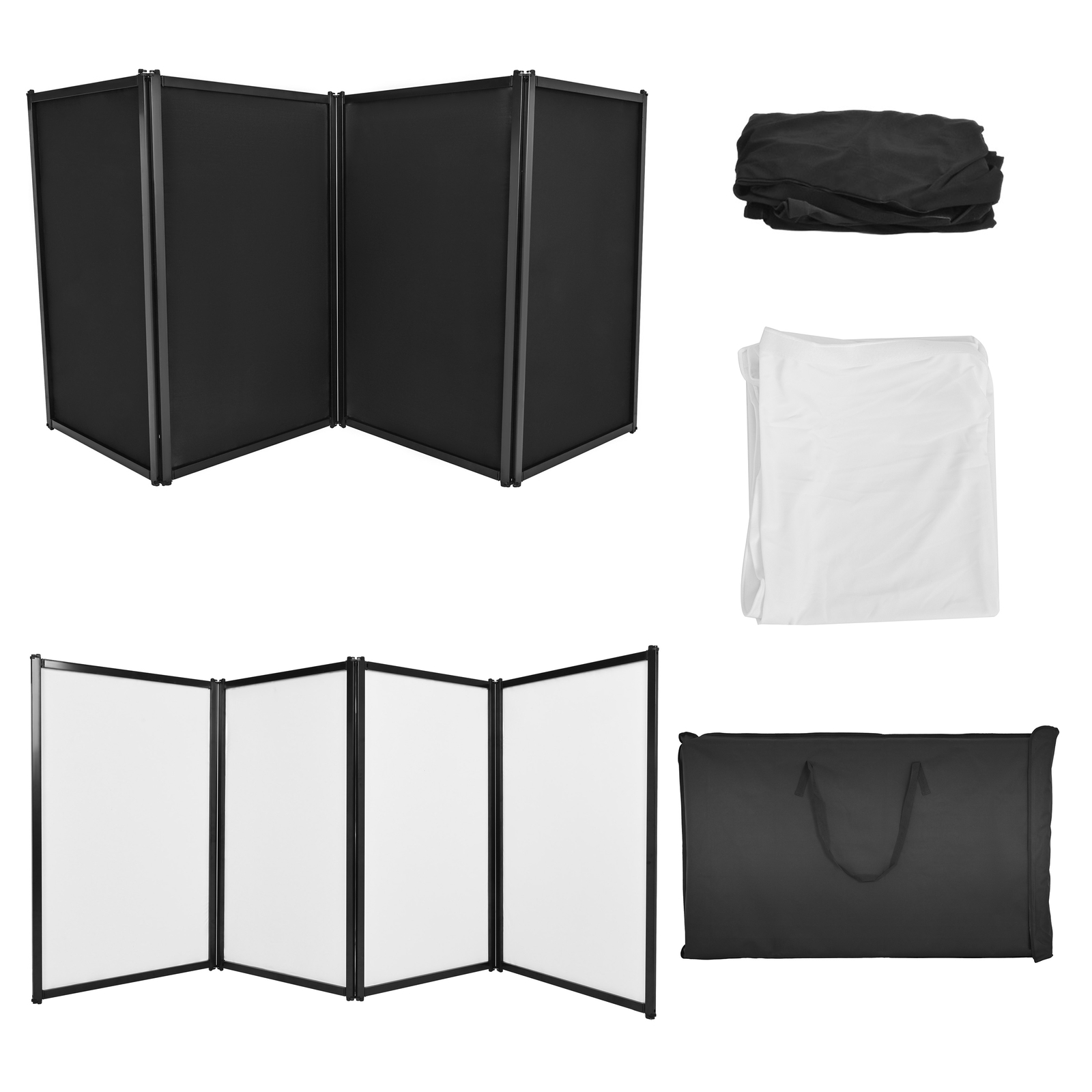 48"x25" White Black DJ Event Facade Scrim Metal Frame Booth With Travel Bag Case