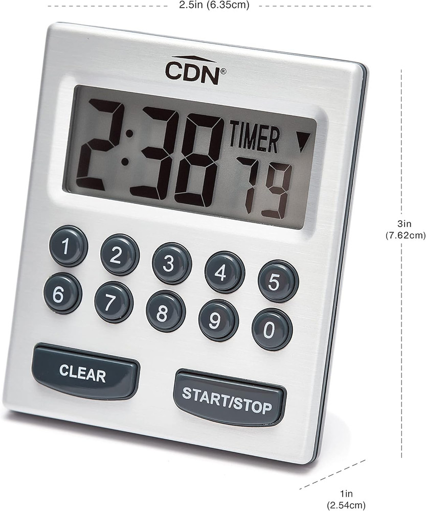 Direct Entry 2- Alarm Digital Kitchen Timer | Counts up & Down, 10 Hours by Hour