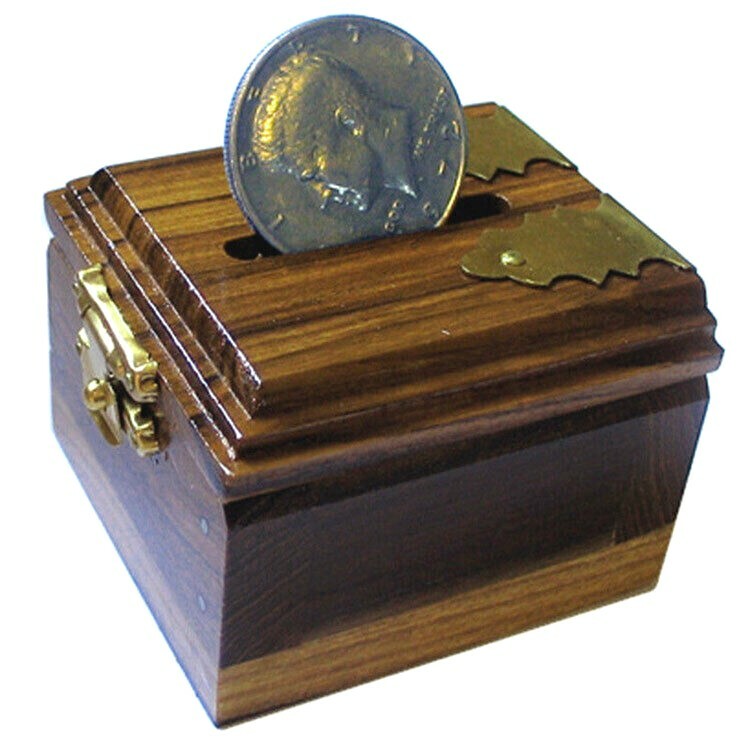 CHING LING COIN WOOD BOX Penetration Through Solid Glass Close Up Magic Trick