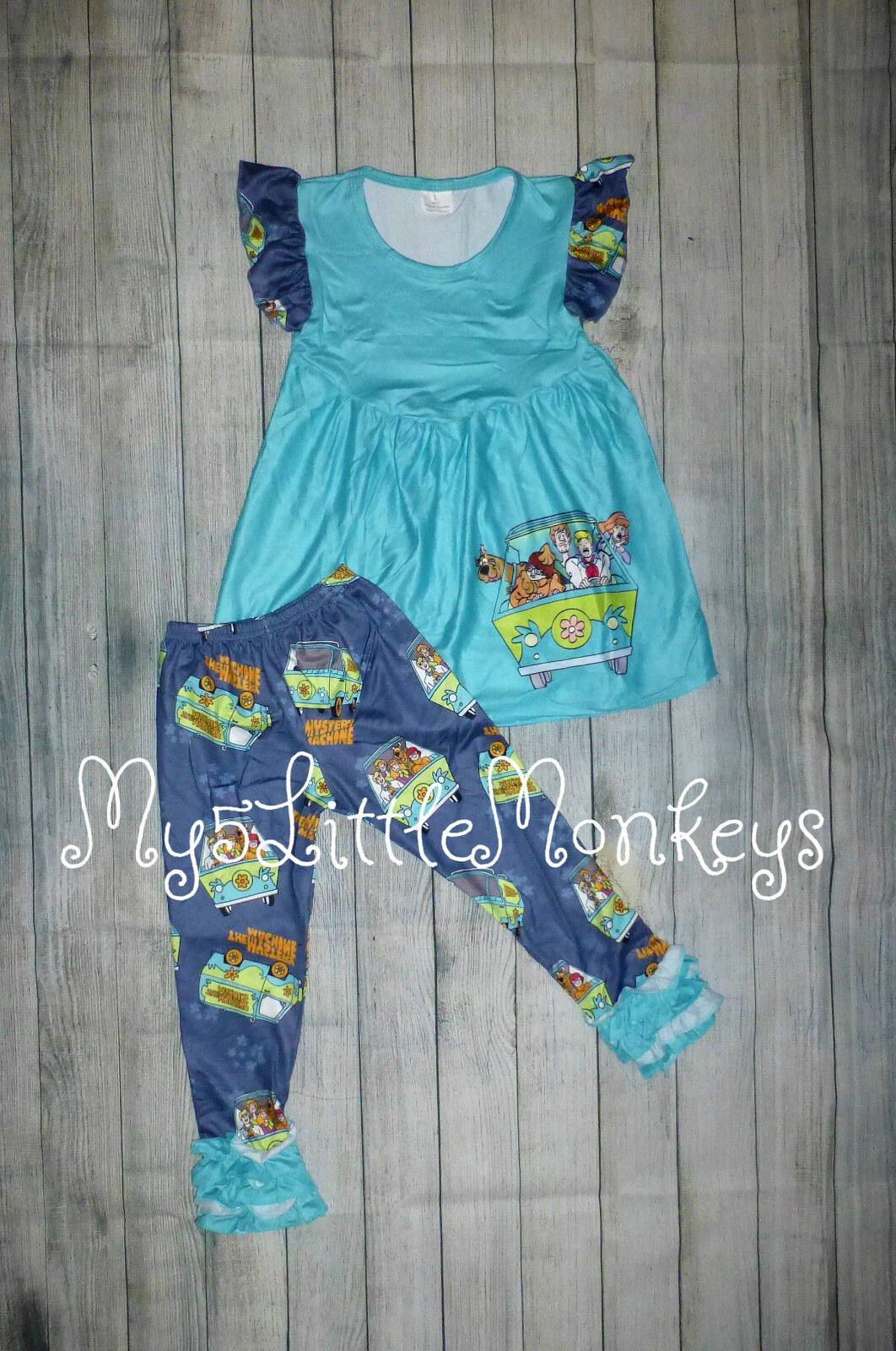 NEW Scooby Doo Tunic Dress Ruffle Leggings Girls Boutique Outfit Set