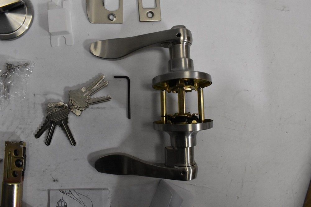 Front Entry Door Combo Handle Lock Set Wave Lever Single Deadbolt