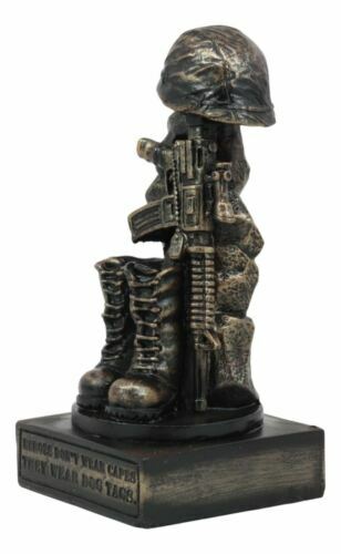 Ebros Patriotic Fallen Soldier Memorial Statue Rifle Helmet Boots And Dog Tag