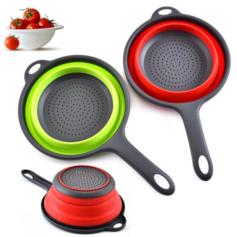 Foldable Space-Saving Silicone Colander Strainer Colander Dish Drainer Draini...