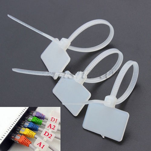100Pcs Zip Ties Write on Ethernet RJ45 RJ12 Wire Power Cable Label Mark Tags E