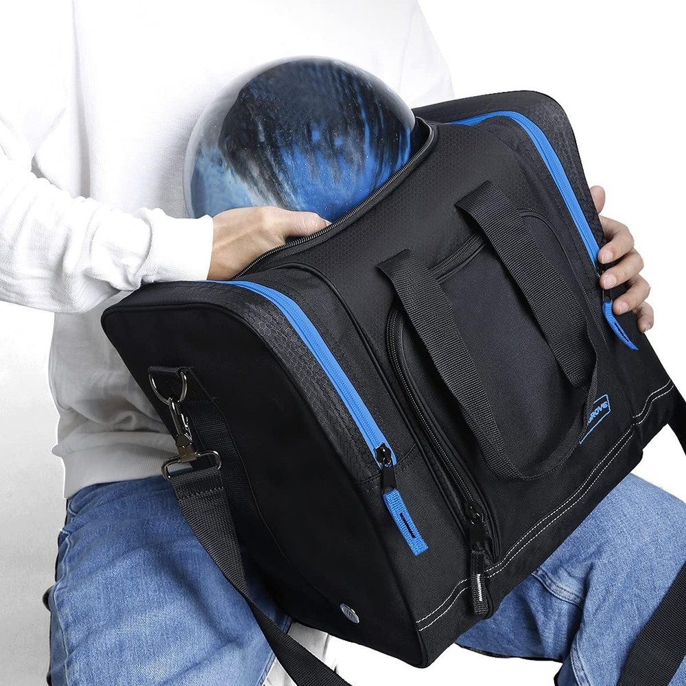 Compact Bowling Ball Bag with Patented Plastic Holder - Essential Gear Organizer