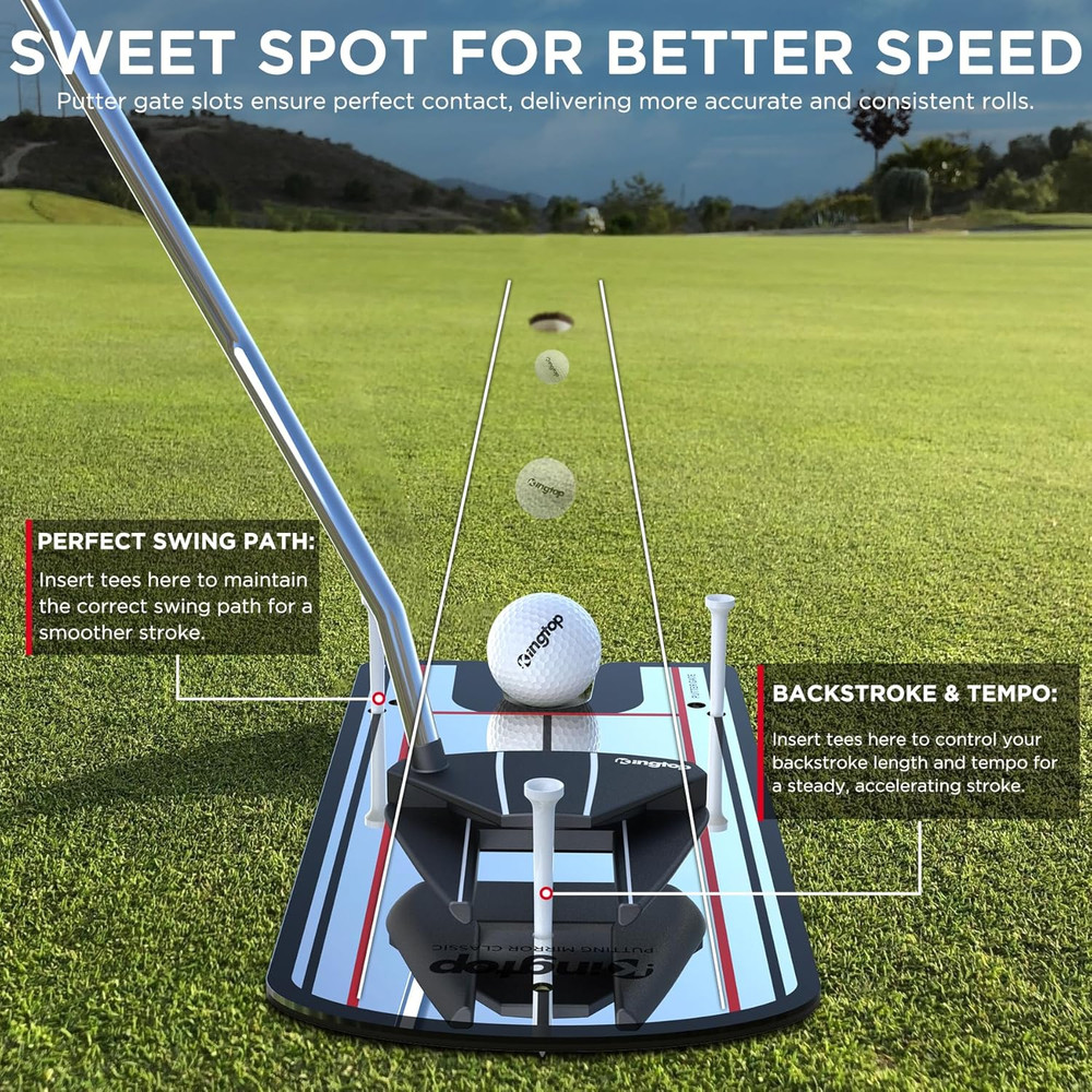 Golf Putting Mirror - Train for Accuracy & Consistency with Carry Bag