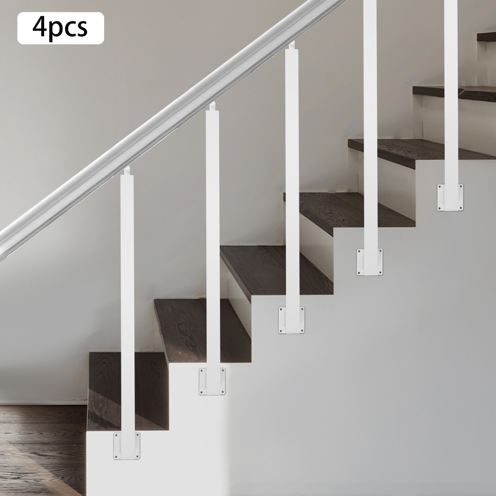 Square Stair Baluster Posts - Durable Metal Railing Decor for Stairs, White