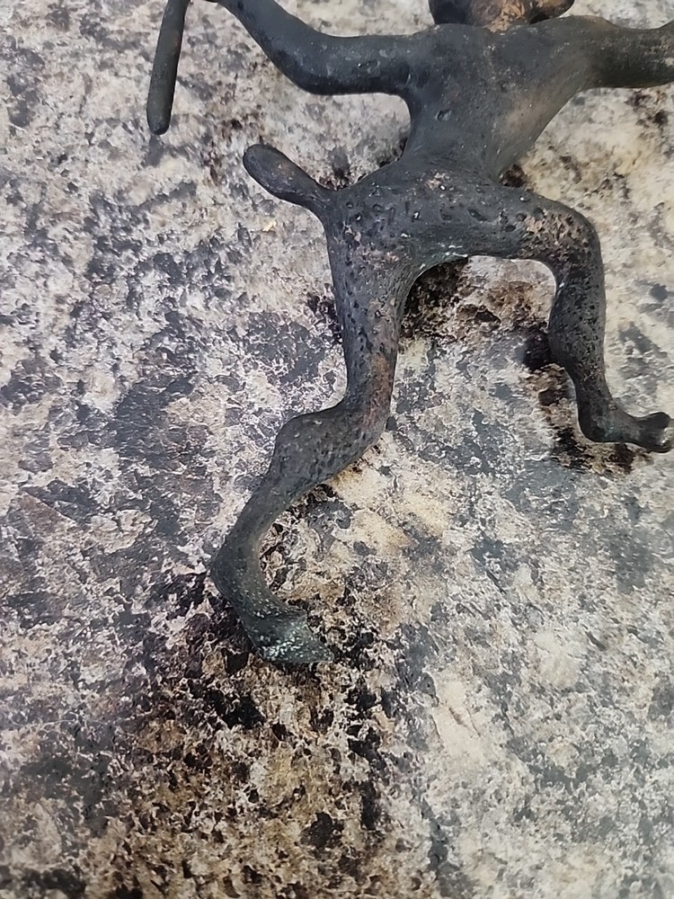 Vtg Cast Iron Devil Chimney Flue Fireplace Damper Pull Metal Rustic Primitive