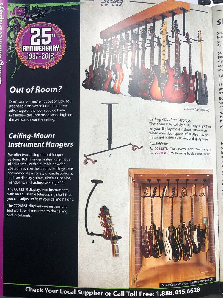 8 String Swing Ceiling Mount Guitar Hanger CC122 TR