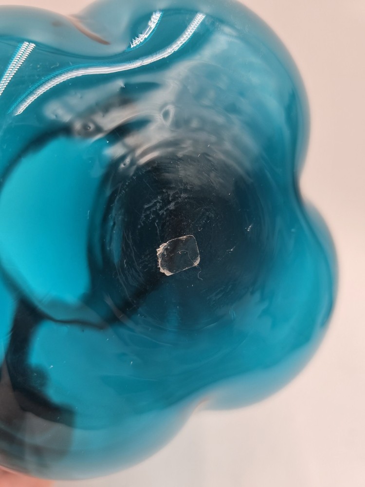 Hand Blown Small Blue Glass Pitcher