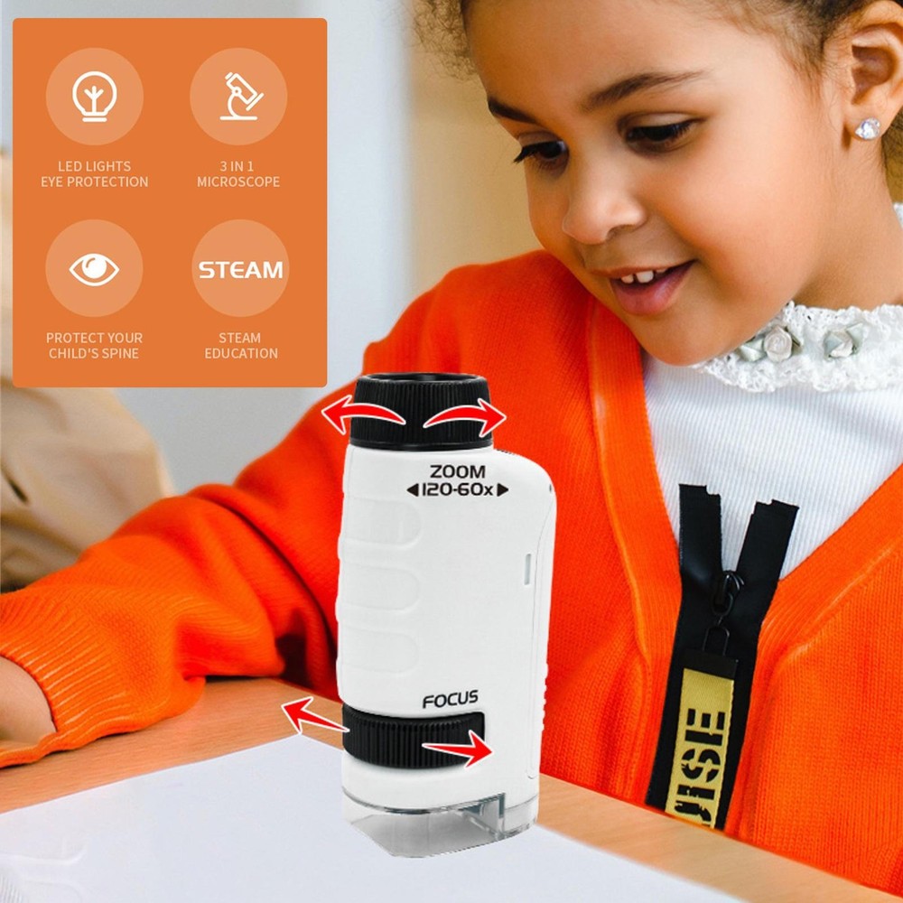 Mini Microscope For Kids Microscope For Child LED Lighted Pocket Microscope