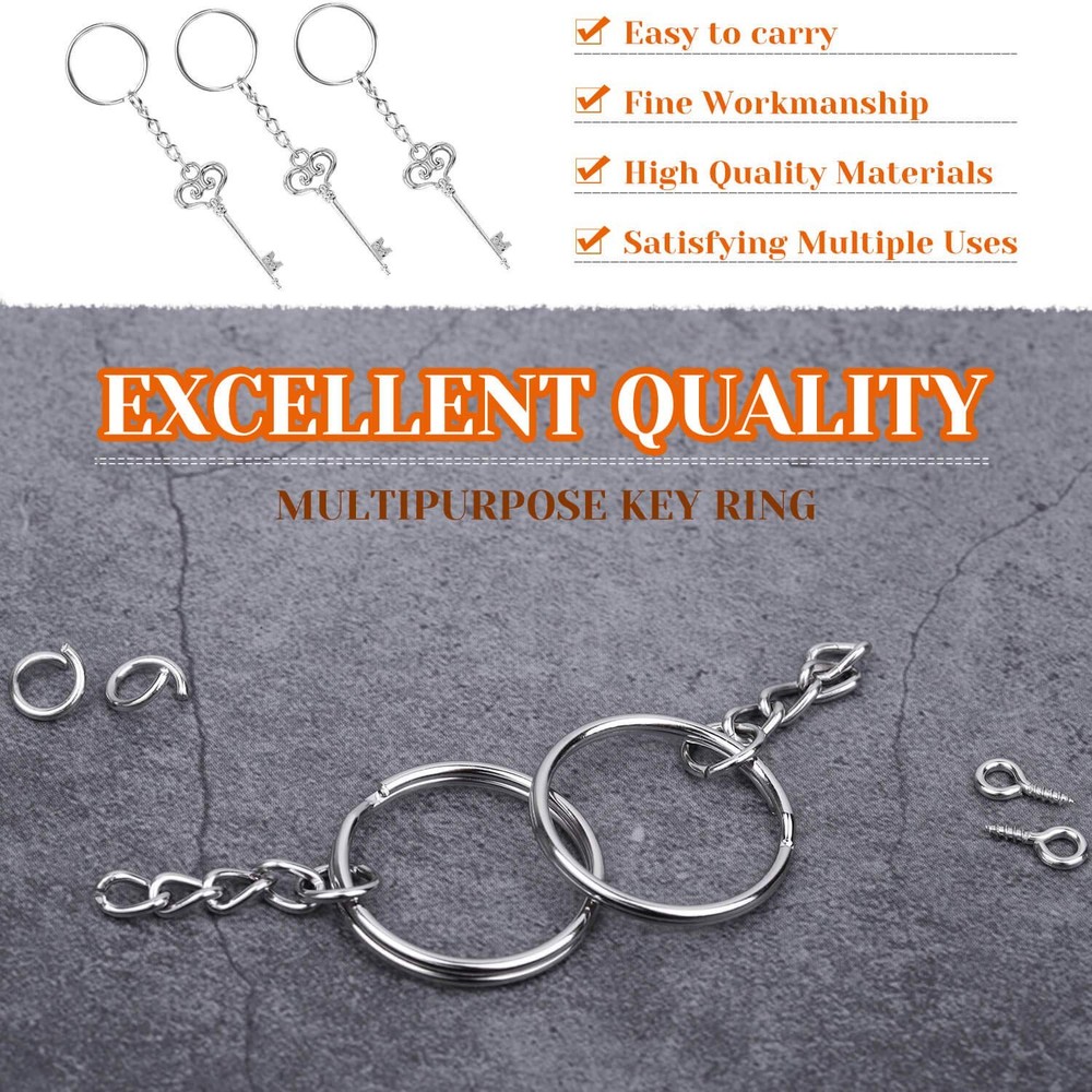 Audab 360Pcs Keychain Bulk, 120Pcs Rings with Medium, ['Silver']