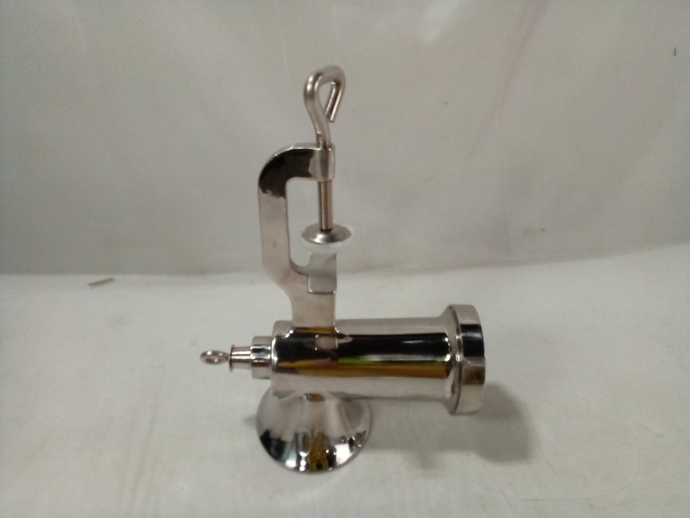 Stainless Steel Manual Meat Grinder, Missing Handle and Bottom