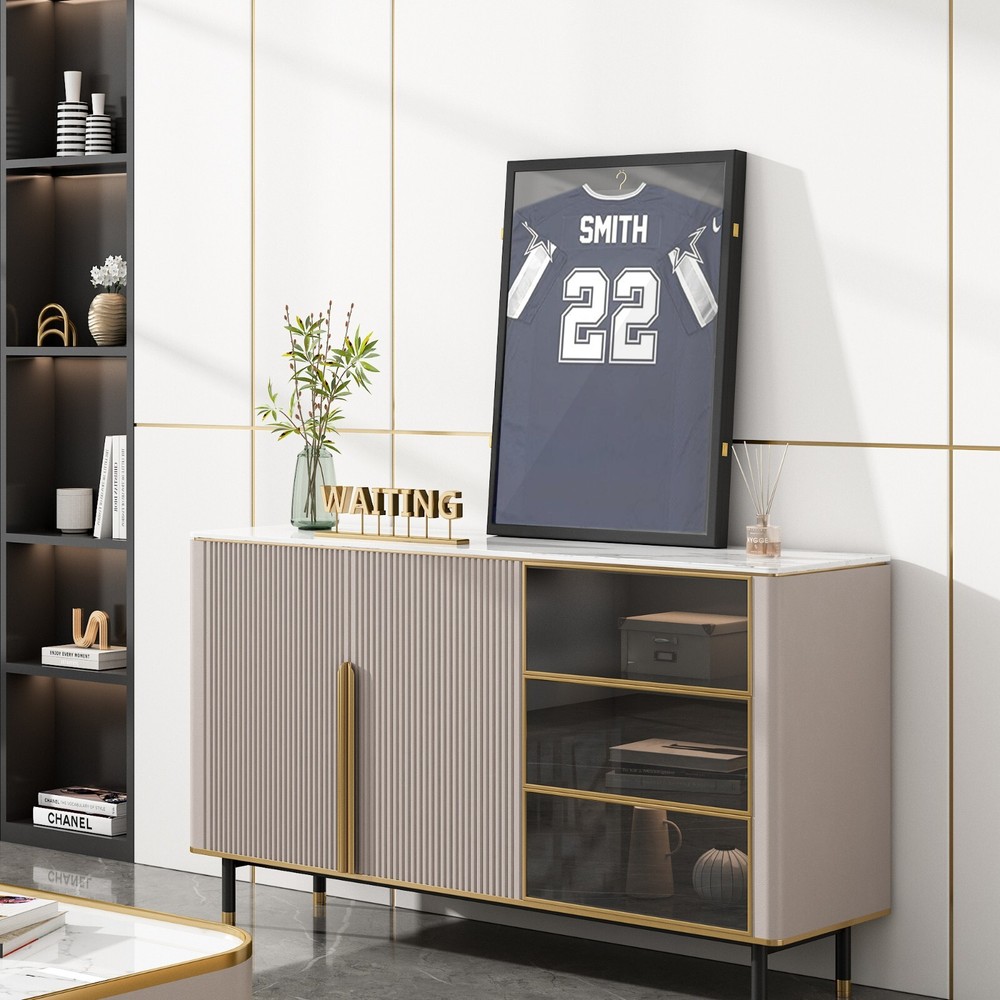 2PCS Jersey Display Case Frame Shadow Rack Box Exquisite Lockable Hanger Wood