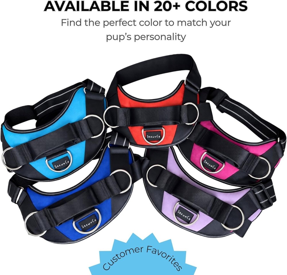 No-Pull Harness for Dogs - Adjustable, Reflective, Medium, Pacific Blue