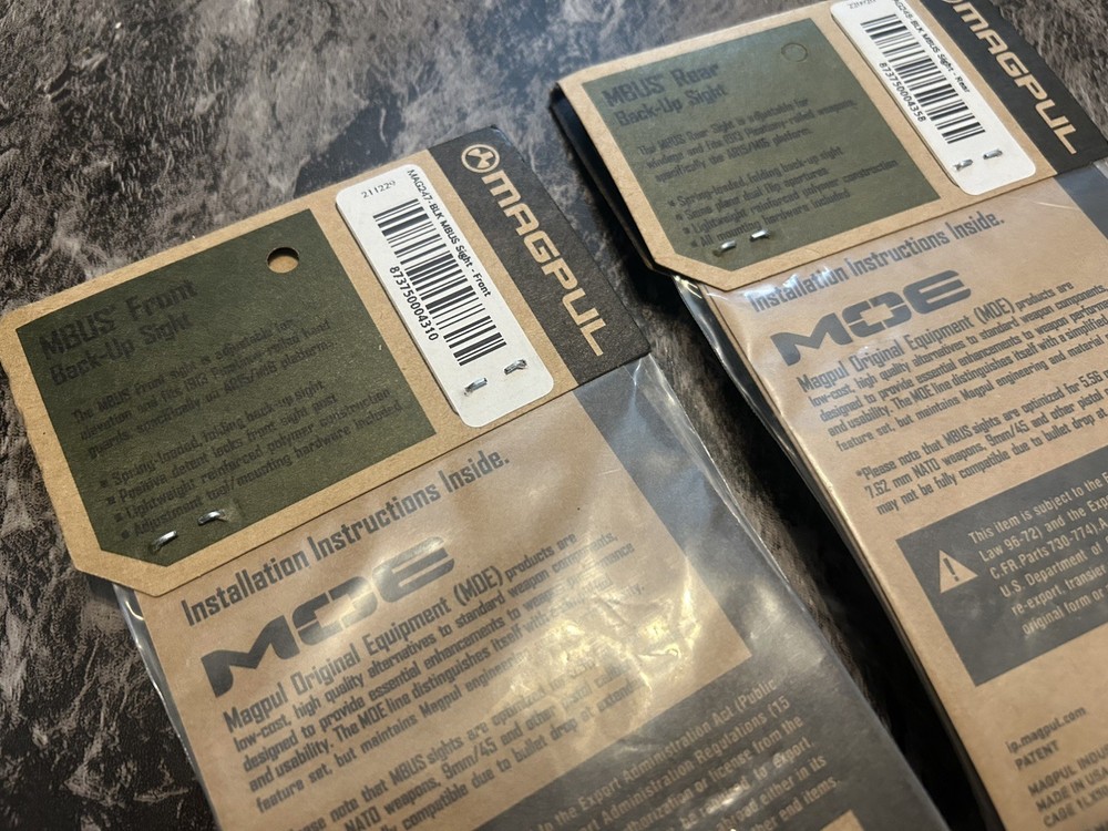Mągpul Flip Up Back Up Sight Front / Rear Sights NEW