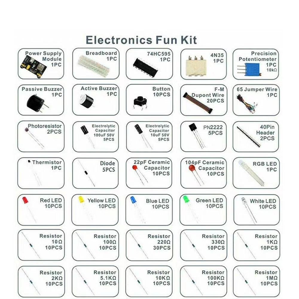 Electronics Component Basic Kit with 830 tie-points Breadboard Resist for UNO R3