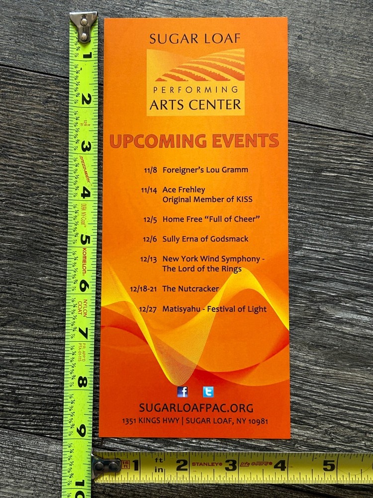 Kiss ACE FREHLEY Concert Handbill Ad Card Space Invader Tour Sugarloaf NY 2014