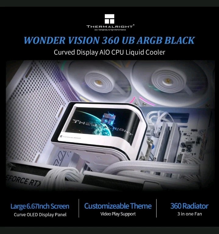 Thermalright wonder vision ARGB Liquid CPU Cooler 360mm White OLED Display