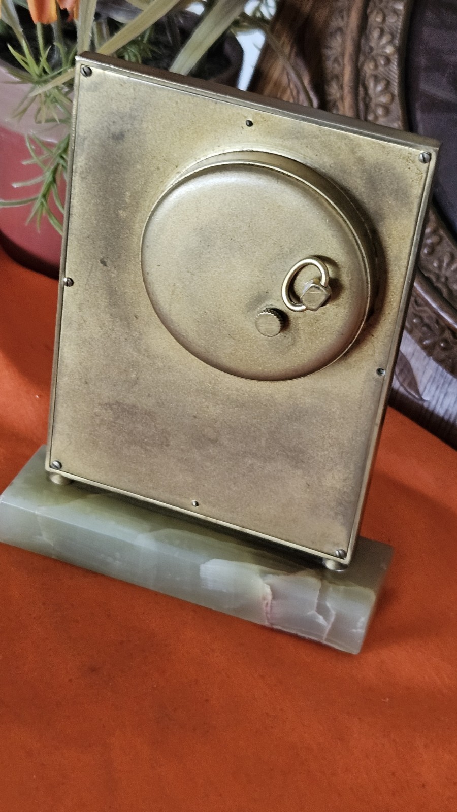 Vintage Art Desk Clock Swiss Marble Base Working